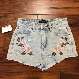 Floral Denim Shorts